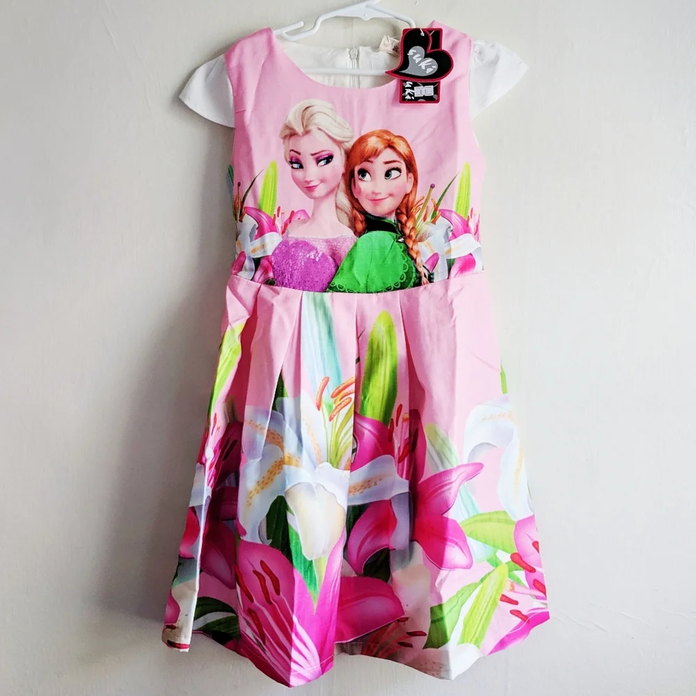 NWT Girls Disney princess Elsa printed dress size 12